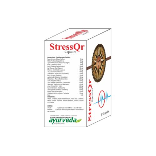 STRESS QR CAPSULE – 5X10Cap – Stress, Tiredness, High Blood Pressure, Heart Beat Controller, Mental Fatigue, Insomnia, Tension, Mentally Retarded,